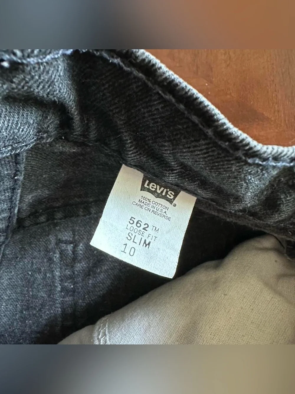 Vintage 90s Levi’s 562 Orange Tab Black Jeans Youth Size 10 USA Made